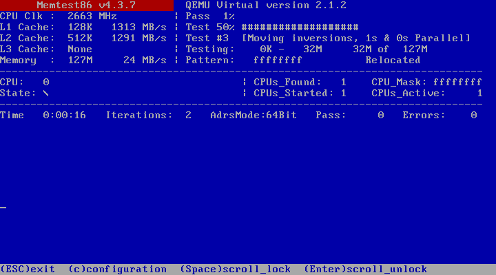 Memtest86 screenshot