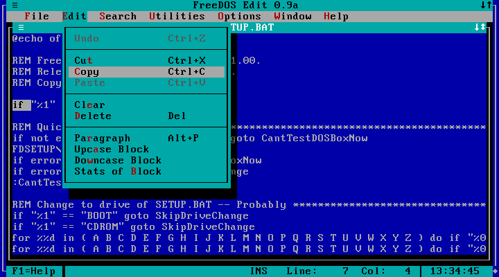 EDIT on FreeDOS 1.2