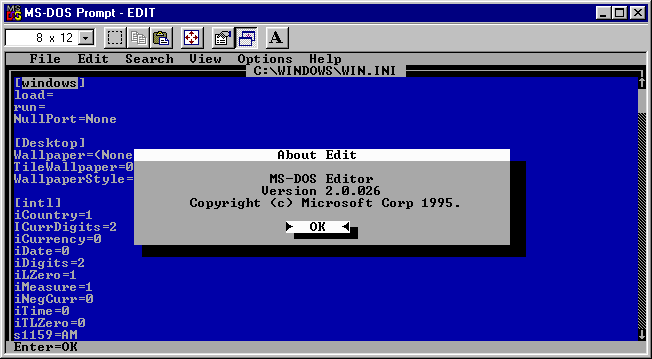EDIT on Windows 95
